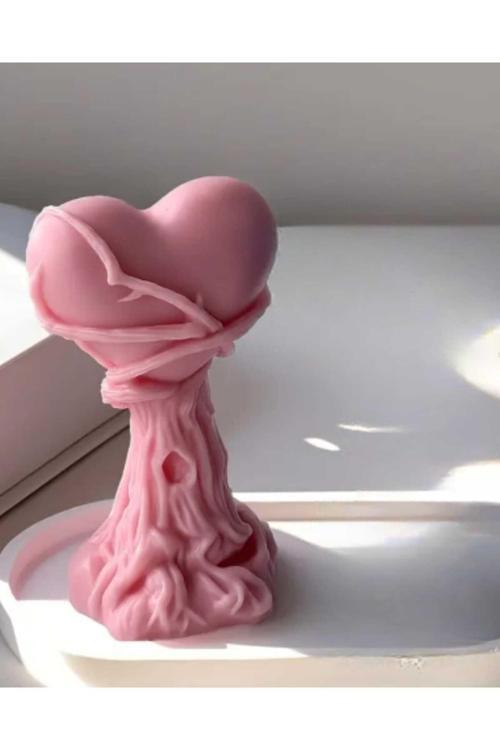 Sarmaşık Ve Dikenli Kalp Ağacı Altın Ve Gümüş Varaklı Özel Tasarım Mum Kokulu Doğal Soya Mum