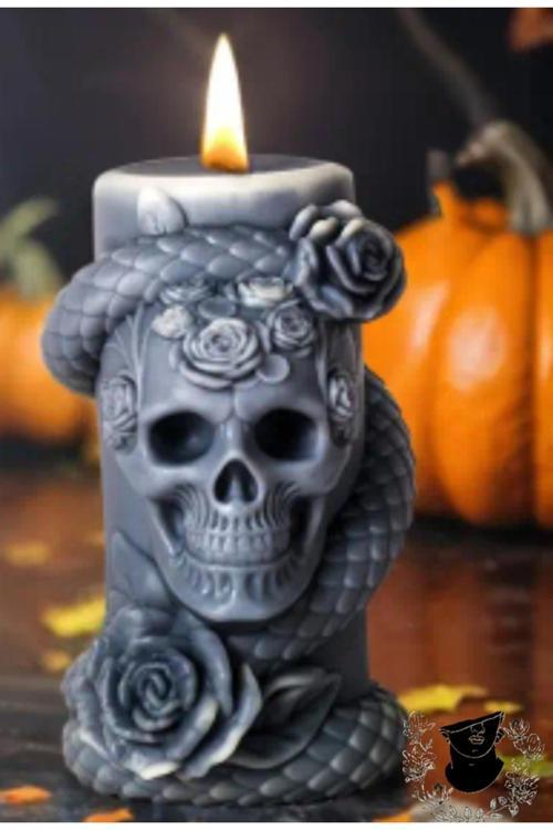 Kuru Kafa Gothic Hallowen Temalı Doğal Soya Silindir Mum