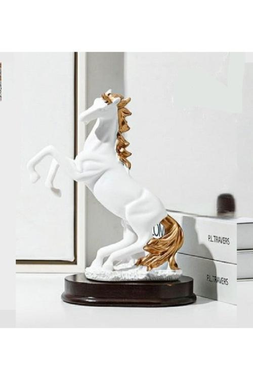 Büyük Boy Şahlanan Yabani At Heykel 32 Cm Polyester Biblo El Yapımı Heykel