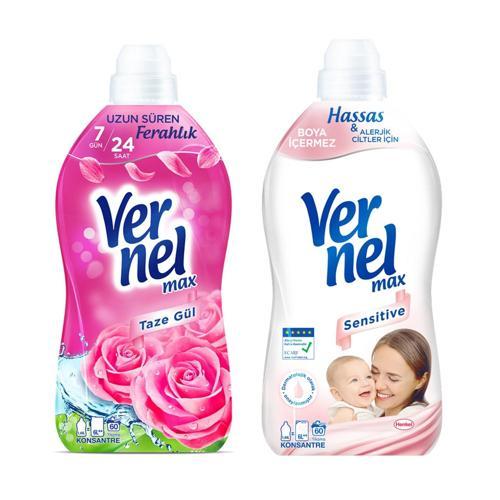 Max Kons.Çam.Yumuşatıcı 1440 ml Taze Gül ve Sensitive 2 li