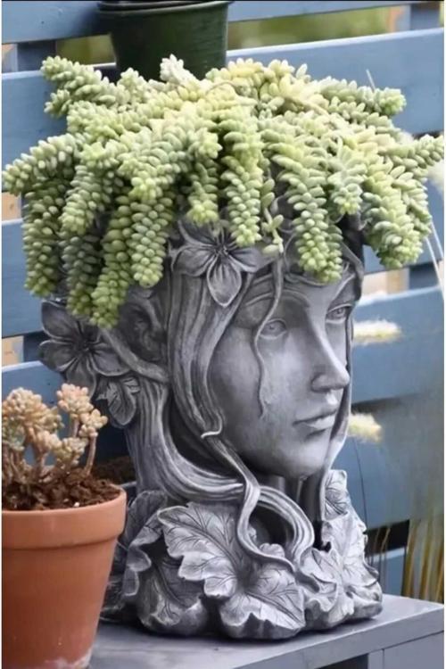 Doğal Taş Döküm Kraliçe Büstü Saksı Dekoratif Bitki Saksısı