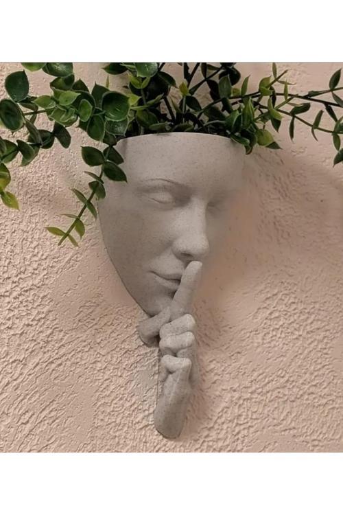 Yüz Şekilli Taş Döküm Duvara Monte Saksı, Ev Dekorasyonu, Dayanıklı, İç Ve Dış Mekan, Kuru Çiçek