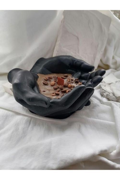 Taş Eller Mumluk İçinde Dekoratif & Doğal Soya Mum