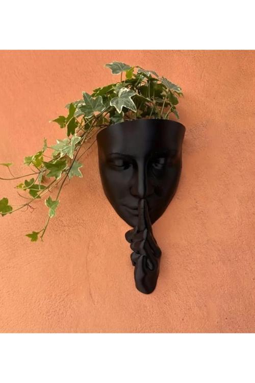 Yüz Şekilli Taş Döküm Duvara Monte Saksı, Ev Dekorasyonu, Dayanıklı, İç Ve Dış Mekan, Kuru Çiçek