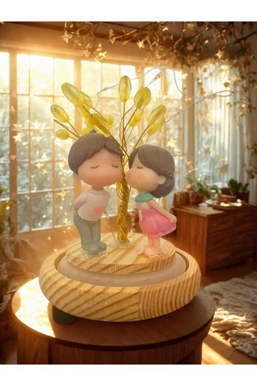 Taşlı Hayat Ağacı & Romantik Figürlü Led Masa Lambası