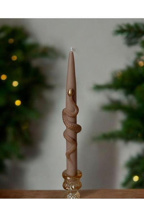 Zarif Yılan Kabartmalı Renkli Şamdam Mumu Dekoratif Yılan Figürlü Mum