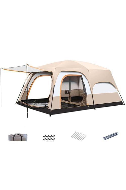 Büyük Uzay Açık Kamp Çadırları 8-10Kişi Çift Kat 1 Oda 1 Oturma Odası Kamp Çadırı 380*260*200 Cm