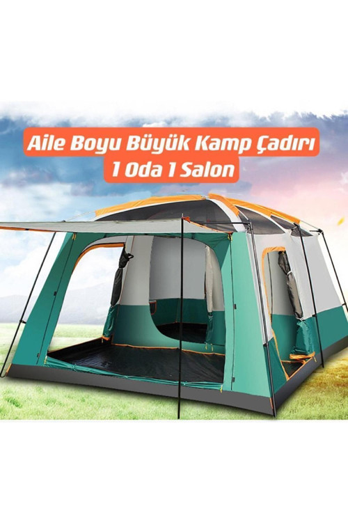 Büyük Uzay Açık Kamp Çadırları 8-10 Kişi Çift Kat 1 Oda 1 Oturma Odası Kamp Çadırı 380*260*200Cm