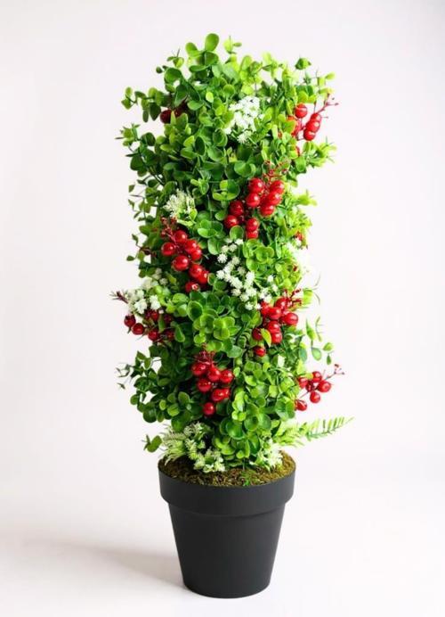 Yapay Çiçek Siyah Saksıda Kokinalı Yeşil Şimşir Ağacı 70*30cm