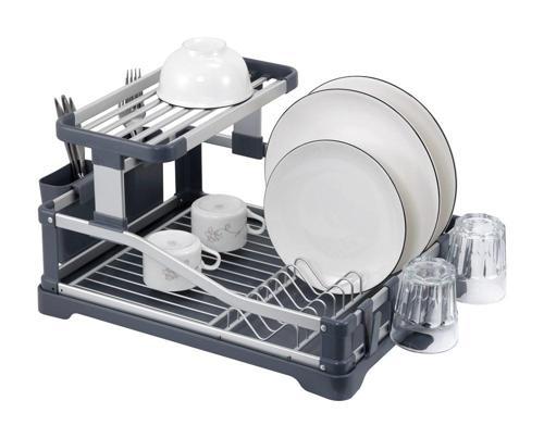 Elips Alüminyum Bulaşıklık Paslanmaz 2 Katlı Bardak Tabak Kurutma Sepeti