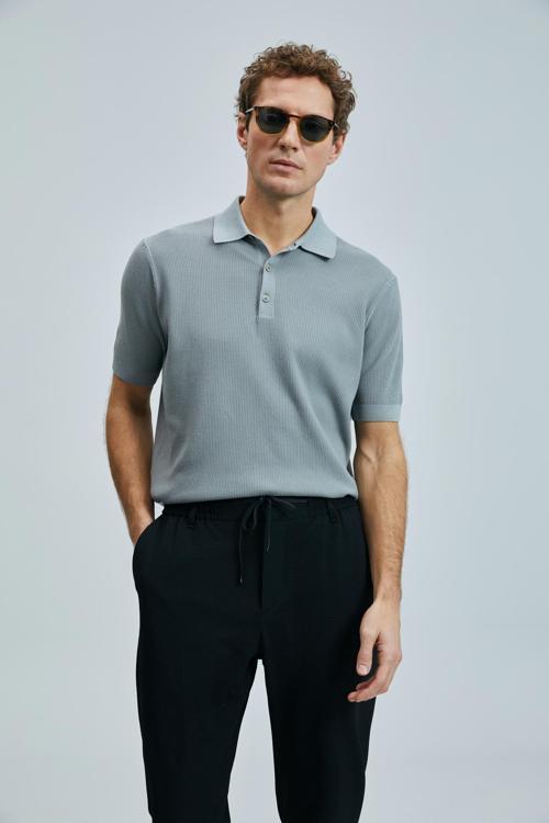 Modal Karışımlı Regular Fit Polo Yaka Kısa Kollu Triko Erkek Kazak 111090114 Nane Yeşil