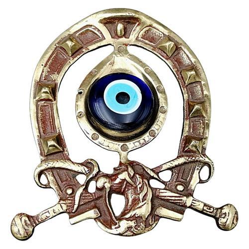 Duvar Süsü At Ve Kırbaç Objeli  Nazarlık Pirinç Döküm 