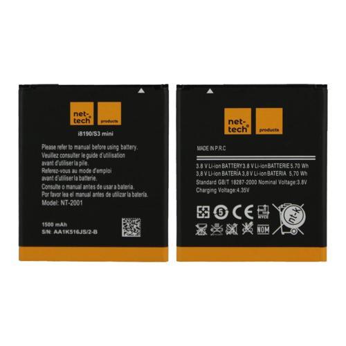 Teknonet Samsung Galaxy I8190 S3 Mini Uyumlu Nettech 1500 MAh Batarya NT-32421