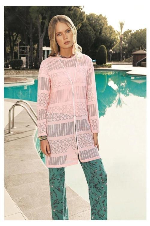 Kadın Pijama Takımı 3'lü Hırkalı Alt & Üst Takım Ev Giyim