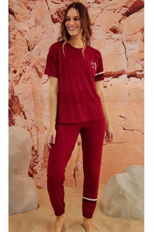 Kadın Kısa Kol Viskon Pijama Takımı