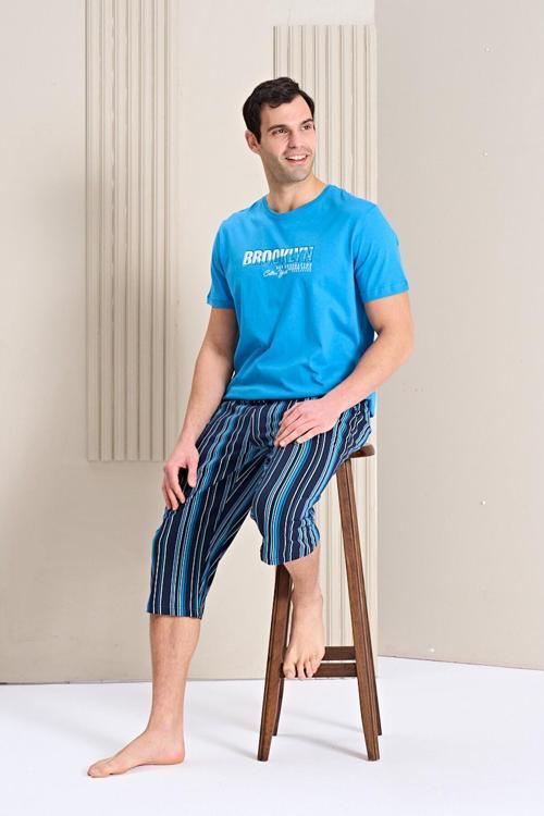Erkek Pijama Takımı Kapri & Bermuda Kısa Kol