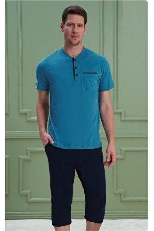 Erkek Pijama Takımı Kapri Kısa Kol