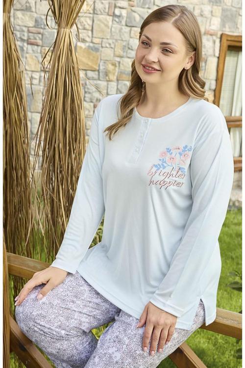 Kadın Pijama Takımı Büyük Beden & Battal Uzun Kol