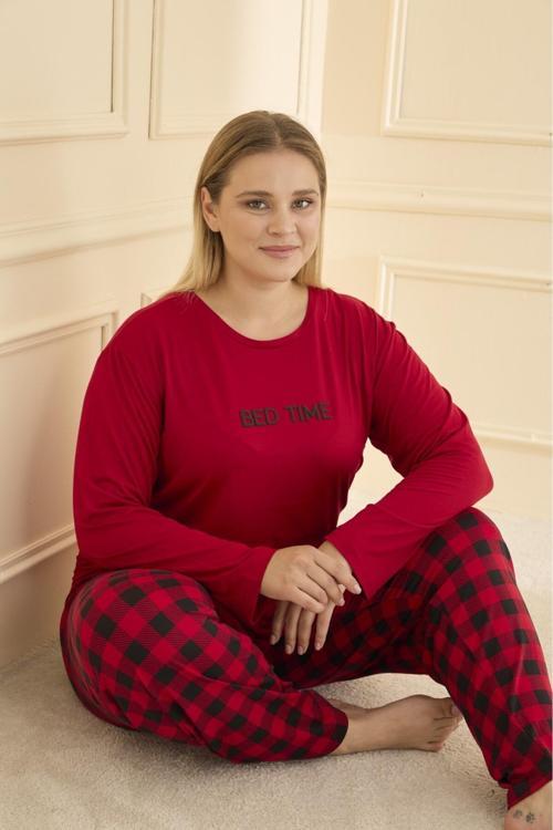 Kadın Pijama Takımı Büyük Beden & Battal Uzun Kol