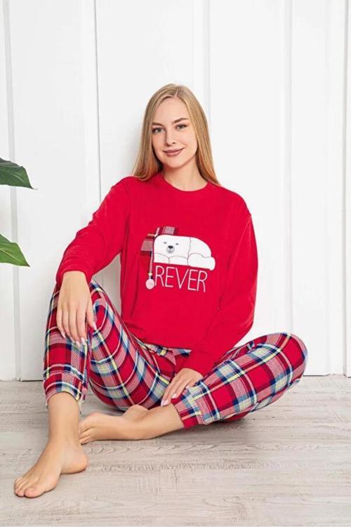 25026 Kadın Kadife Uzun Kol Pijama Takımı