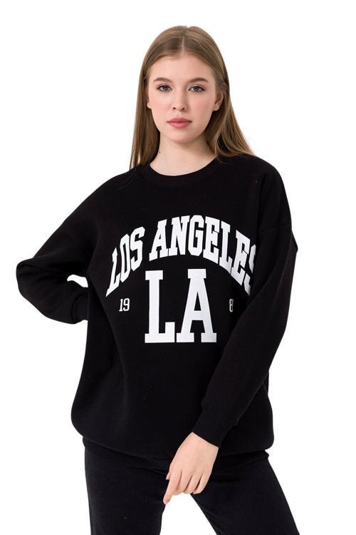 Kadın Sweatshirt Üç Iplik Bisiklet Yaka Düşük Omuz