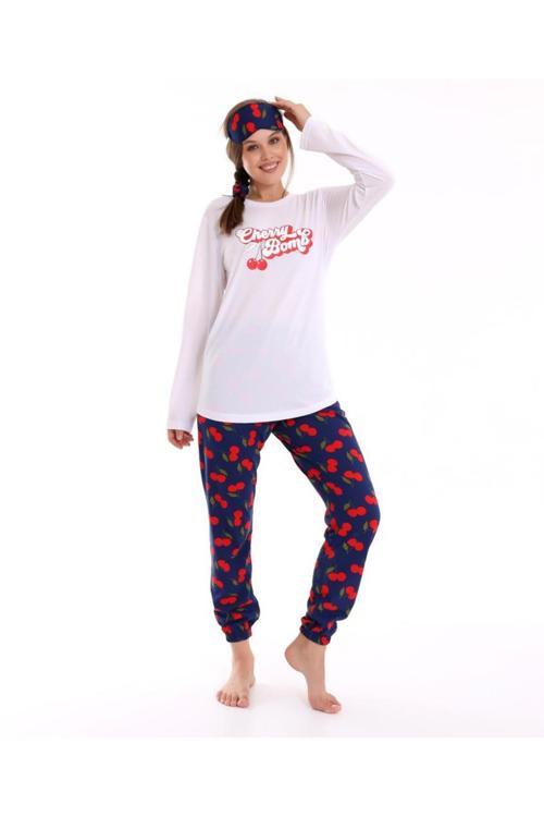 Kadın Pijama Takımı Uzun Kol Pamuklu Penye