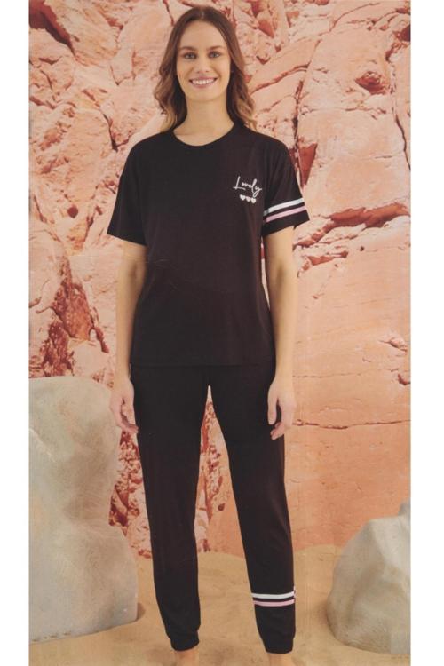 Kadın Kısa Kol Viskon Pijama Takımı