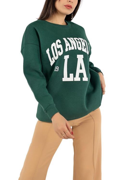 Kadın Sweatshirt Üç Iplik Bisiklet Yaka Düşük Omuz