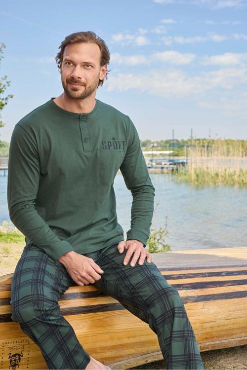 Erkek Pijama Takımı Modal Uzun Kol Pamuklu Mevsimlik