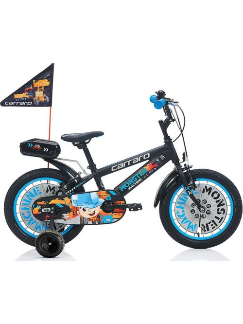 Monster 16 Jant Erkek Çocuk Bisikleti MAT SIYAH-GRI-