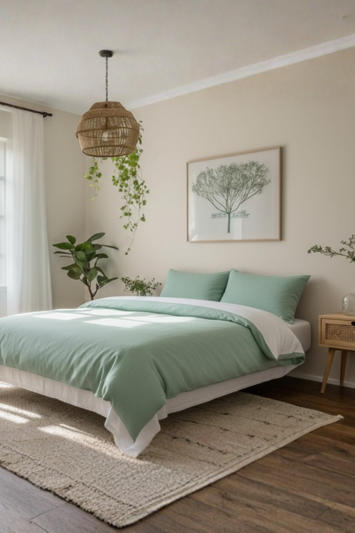 Düz Mint Yeşili Çift Kişilik Nevresim Seti %100 Pamuk, 63tel (Nevresim+Yastık Kılıfı)