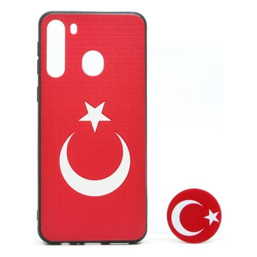 Samsung Galaxy A21 Uyumlu Desenli Popsocket Seri Arka Koruma Kılıf NT-79708