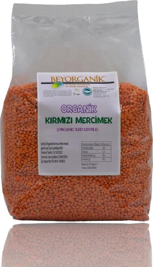 ORGANİK Kırmızı Mercimek 2,5kg (Pestisit ve Aflatoksin Analizli)