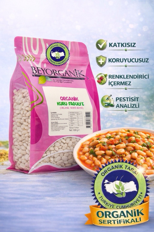 ORGANİK Kuru Fasulye 1kg (Pestisit ve Aflatoksin Analizli)