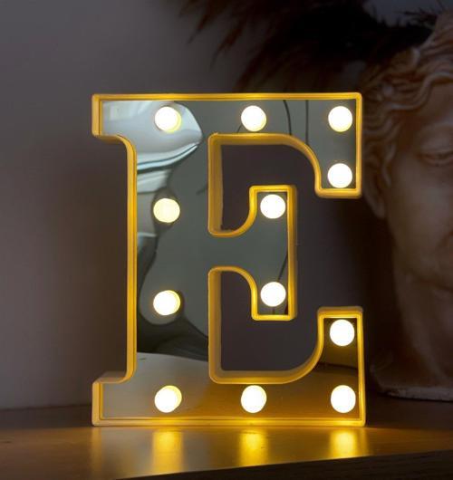 3D Işıklı Led Harf Dekoratif Aydınlatma Büyük Boy E