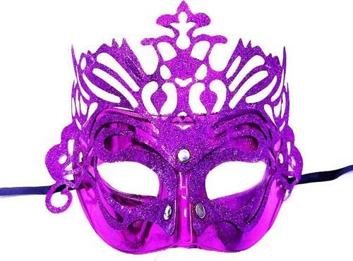 Metalik Fuşya Pembe Renk Masquerade Kelebek Simli Parti Maskesi 23x14 cm