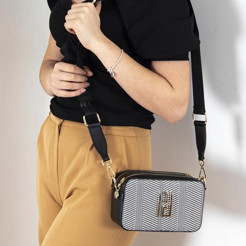 Kadın Çapraz Çanta 1078-41874  Silver Polo  ÇAPRAZ BAYAN ÇANTASI M132 SİYAH BEYAZ-MAT