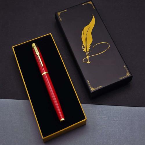 Tüylü Kalem Motif Kutulu Kırmızı Roller Kalem