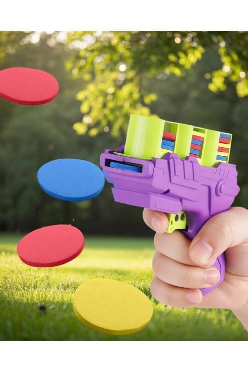 25 Köpük Disk Atan Oyuncak Tabanca Kedi Köpek EVA Frizbi Atan Çocuk Oyun Tabancası Yumuşak Kurşun
