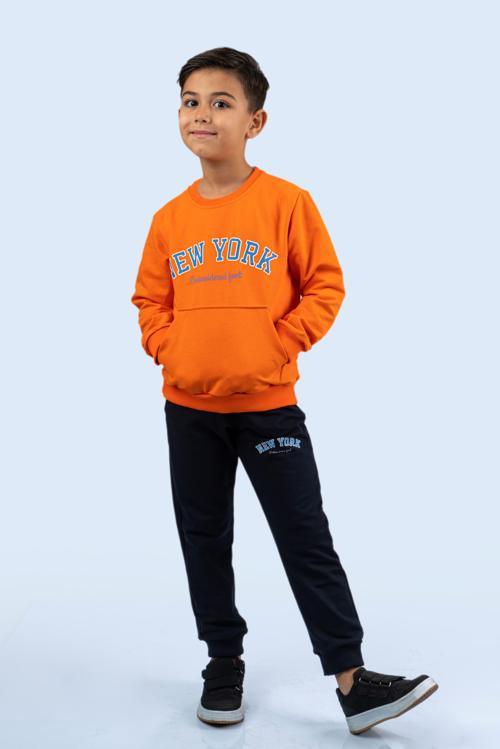 Newyork Baskılı Eşofman Takım MNKDM1001-NY PORTAKAL