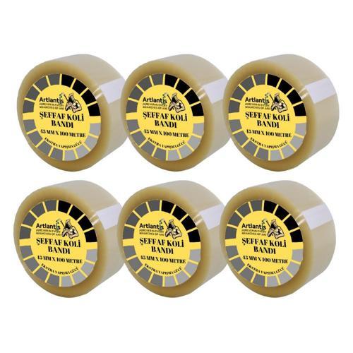 Koli Bandı Şeffaf 45x100 6 Lı 1 Paket Artlantis Koli Bantı 45*100 Ambalajlama Bandı Şeffaf Ekstra Yapıştırma Kaliteli 6 