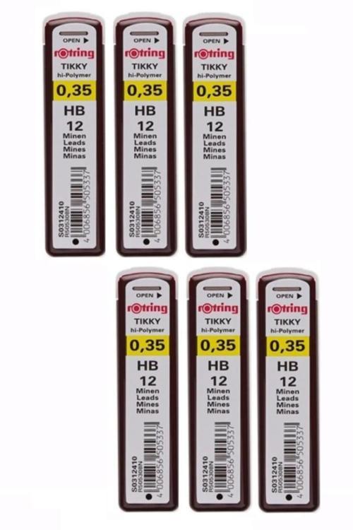0.3 / 0.35 Mm Uç Min Siyah 6 Adet Rotring Siyah Kalem Uçu 0.35 Mm 6 Adet