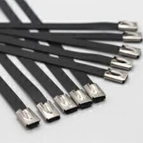 Paslanmaz Çelik Kablo Bağı Cırt Kelepçe 7,9X680 Siyah 304 kalite Polyester Kaplı Tork 100 'Lü Paket