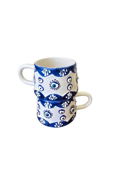 2'Li El Yapımı Nazar Boncuklu Kupa