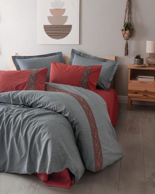 Folk Art Çift Kişilik Nevresim Takımı Felina Bordo