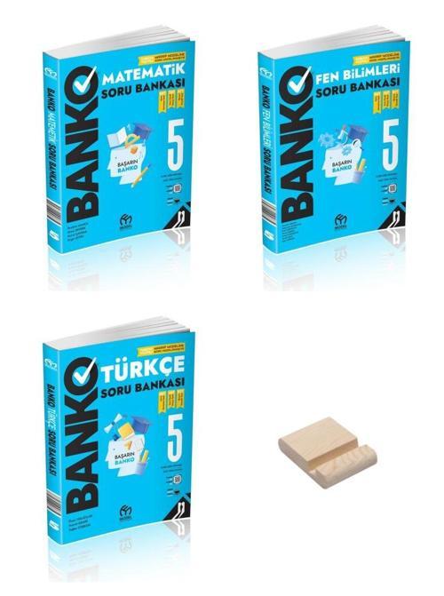 Model Eğitim 5. Sınıf Banko Matematik Fen Bilimleri ve Türkçe Soru Bankası 3lü Set + Telefon Standı
