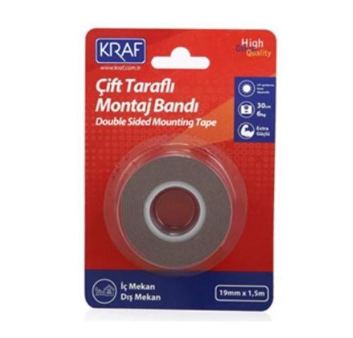 Çift Taraflı Montaj Bandı 19X1,5M Kırmızı İç Dış - 3 adet