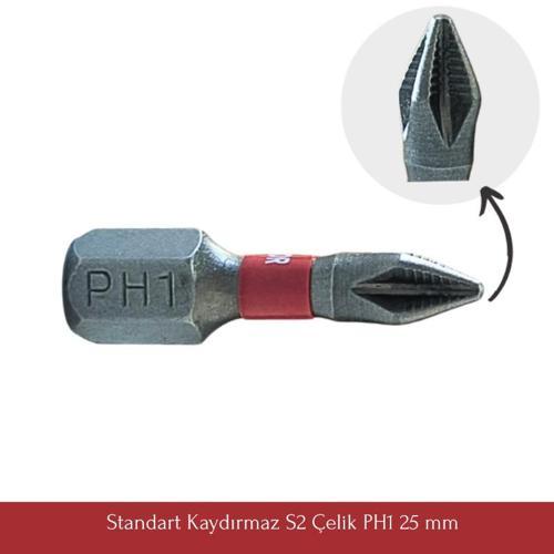 Vandor Anti Slip Bit Kaydırmaz Bits S2 Yüksek Kalite Çelik PH1-25 ( 1 ADET )