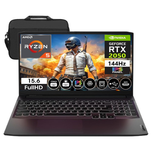 Ideapad Gaming 3 Amd Ryzen 5 5500H 16GB Ram 2tb SSD RTX2050 IPS Freedos 15.6" Fhd Taşınabilir Bilgisayar 82K202BRTX11