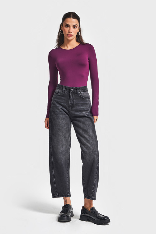 Kadın Koyu Füme Renk Venüs 2w5-1 Carrot Fit Rahat Kesim %100 KotonDenim Jean